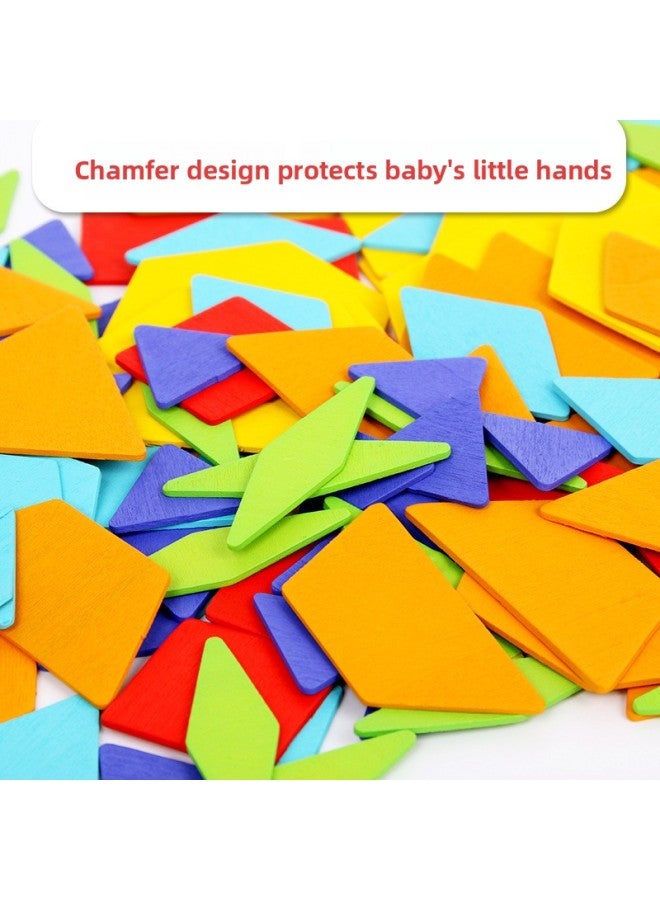 ألغاز خشبية تعليمية متعددة الوظائف للأطفال - لعبة تعلم الألوان 170 قطعة تانجرام - اللون: ZF - إبداعية متعددة الوظائف. - Image 4